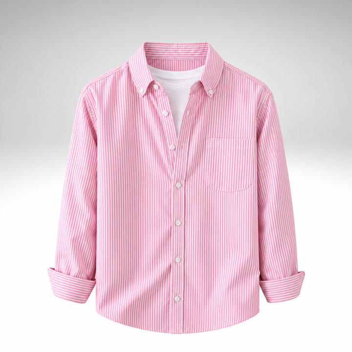 Men’s Pink & White Striped Cotton Blend Full Sleeve Casual Shirt