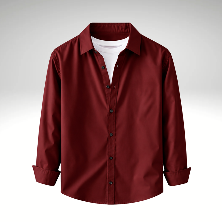 Maroon Men’s Solid Cotton Blend Full Sleeve Casual Shirt
