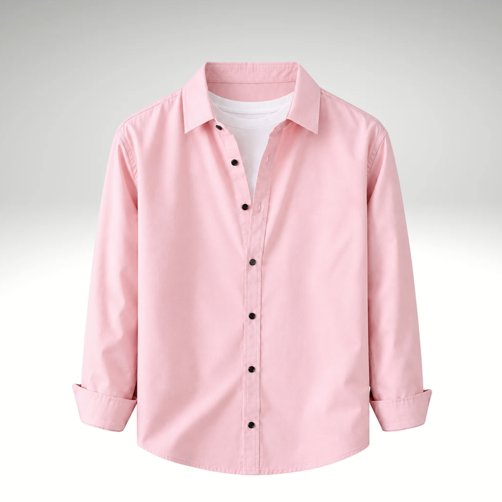 Peach Men’s Solid Cotton Blend Full Sleeve Casual Shirt