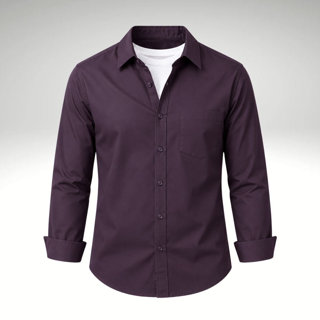 Purple Men’s Solid Cotton Blend Full Sleeve Casual Shirt