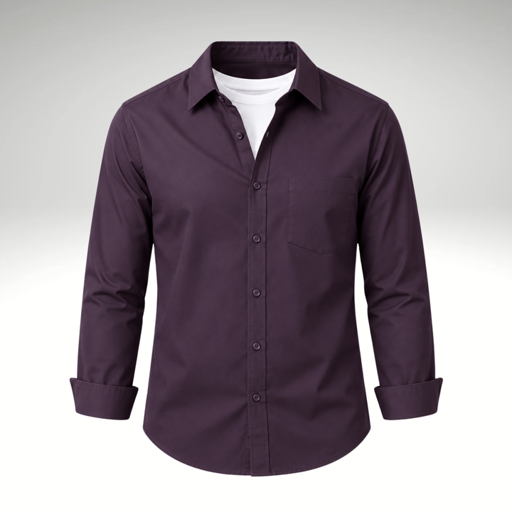 Purple Men’s Solid Cotton Blend Full Sleeve Casual Shirt