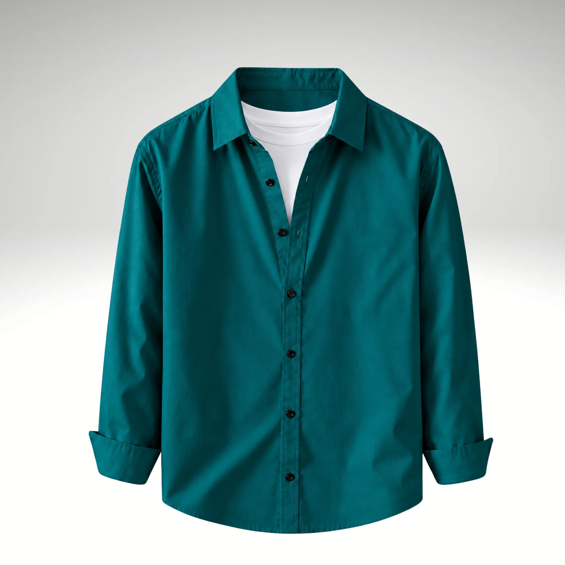 Teal Men’s Solid Cotton Blend Full Sleeve Casual Shirt