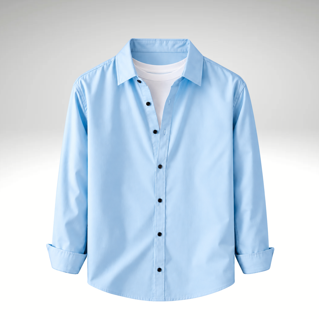Sky Blue Men’s Solid Cotton Blend Full Sleeve Casual Shirt