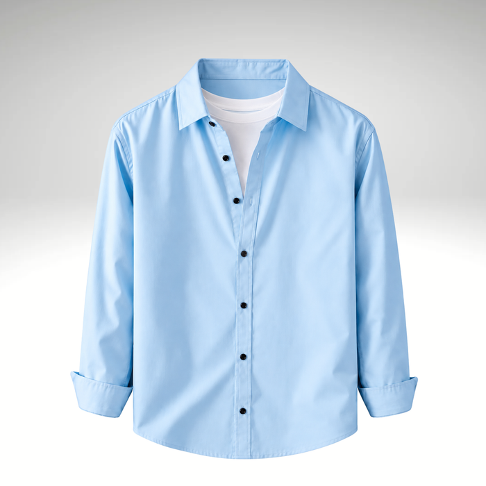 Sky Blue Men’s Solid Cotton Blend Full Sleeve Casual Shirt