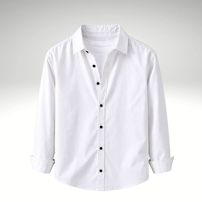 White Men’s Solid Cotton Blend Full Sleeve Casual Shirt