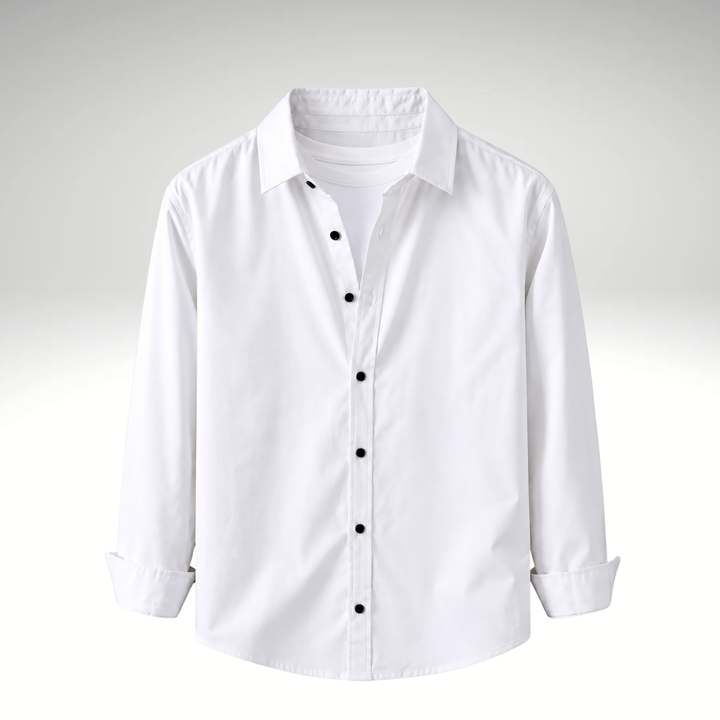 White Men’s Solid Cotton Blend Full Sleeve Casual Shirt