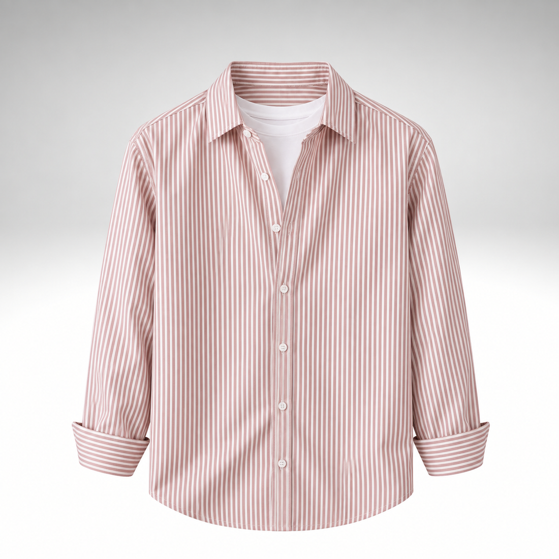 Men’s Brown & White Striped Cotton Blend Full Sleeve Casual Shirt