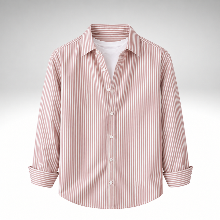 Men’s Brown & White Striped Cotton Blend Full Sleeve Casual Shirt
