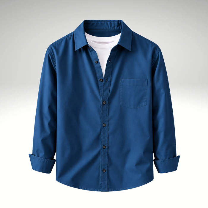 Blue Men’s Solid Cotton Blend Full Sleeve Casual Shirt