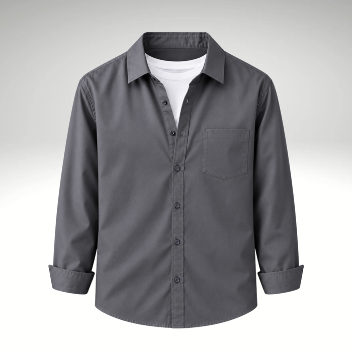 Dark Grey Men’s Solid Cotton Blend Full Sleeve Casual Shirt
