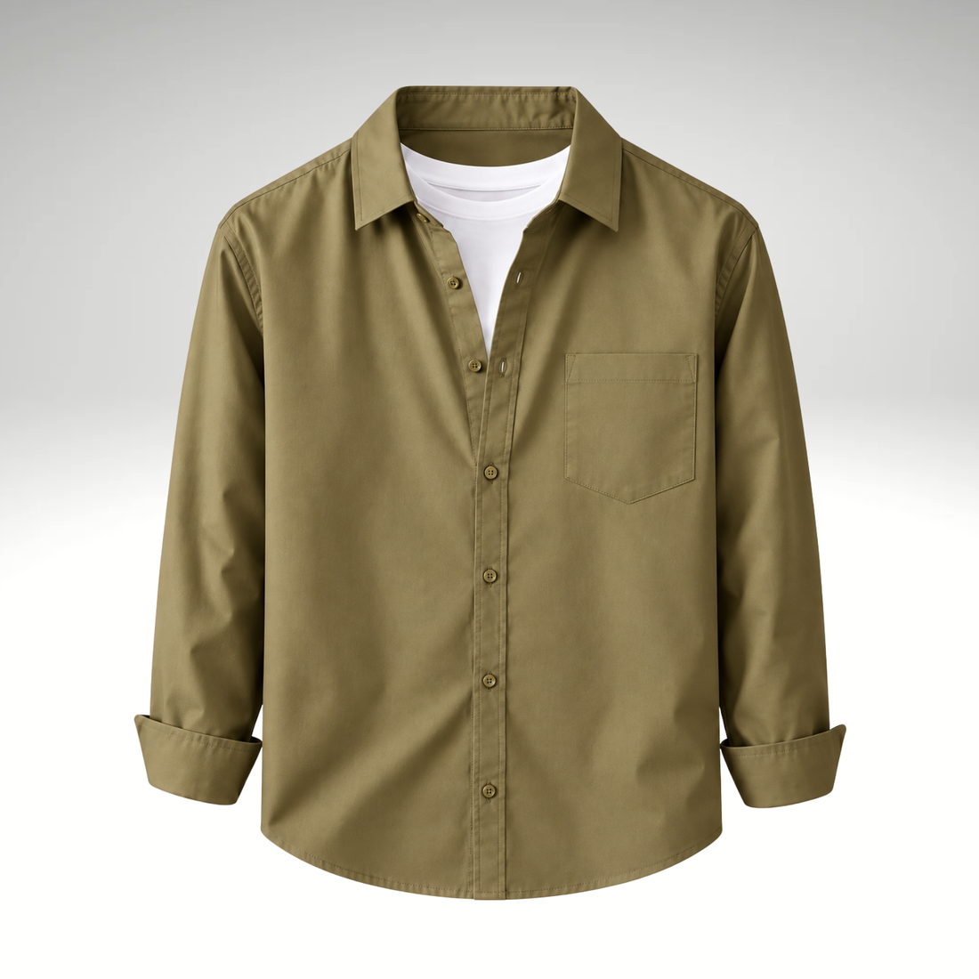 Khakhi Men’s Solid Cotton Blend Full Sleeve Casual Shirt